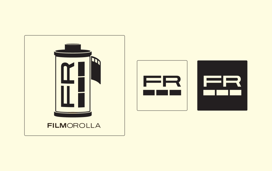 Filmorolla Nostalgic Logo, black and white